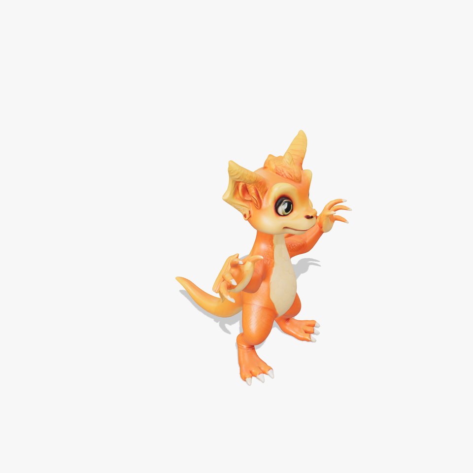 Cute Dragon Character Rigged and Animated with Textures